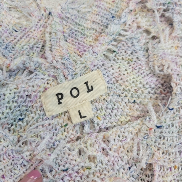 POL Oversized Distressed Open Knit Sweater Size Large - Picture 2 of 7